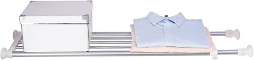 Hershii - Caña de almacenamiento extensible ajustable para armario, armario, cocina, baño