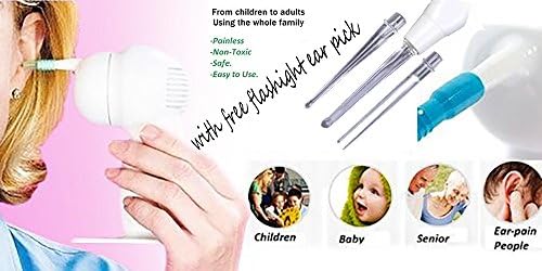 OneHealth Safe To Use Ear Wax Removing Vacuum With Free Earwax Pick, Comes With Free Attachments