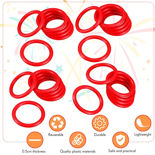 12 Pieces Ring Toss Rings for Bottles Red Plastic Bottle Carnival Games Wine Toss Hoop Small Fun Target Toys for Backyard Outdoor Parties, 2 Inch - Thumbnail 3