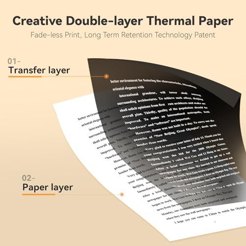 Papel térmico A4 de 8.3 pulgadas compatible con PeriPage A40 y MT810 4