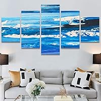 SIGNWIN 5 Panel Canvas Wall Art Modern Art Abstract Brushstroke Contemporary Edgy Mixed Media Multicolor for Home Decorations Ready to Hang - 60