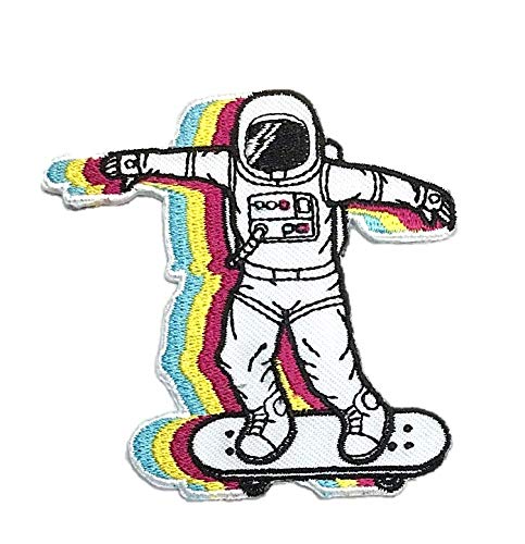PatchClub Skater Astronaut Patch - Cool Space Patches - Embroidered Iron On/Sew On for Backpack, Hat, Jacket, Hoodie