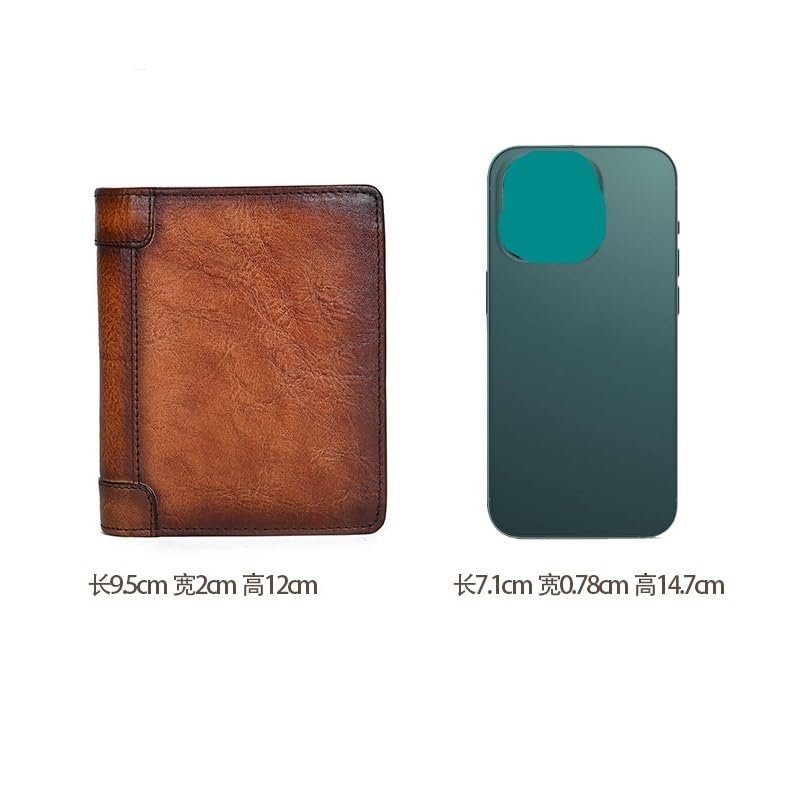 Cowhide Men's and Women's Applicable Wallet Short Wallet Vintage Handmade Leather Wallet4