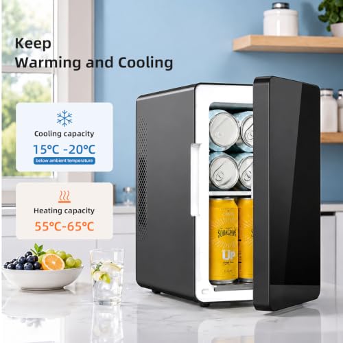 Image of Antarctic Star Mini Fridge 6L /8 Can Portable Cooler,Personal Compact Refrigerator for Skin Care, Food,Drinks or Cosmetics, AC /DC for Bedroom, Car, Office,Black