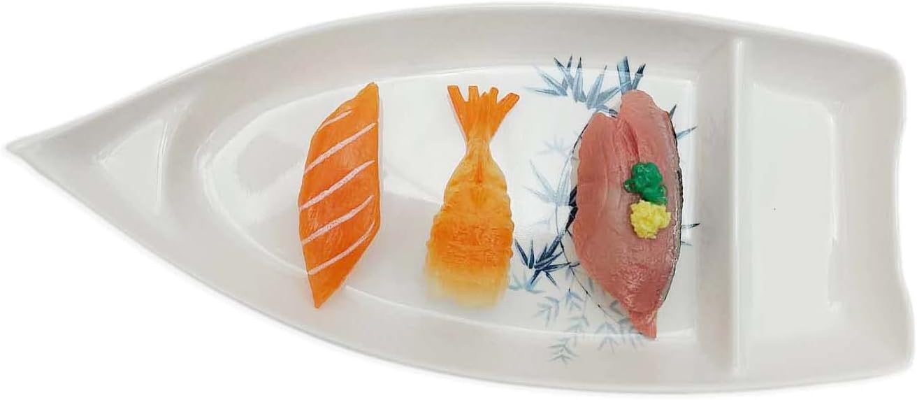 JapanBargain 2324 - Plato japonés para servir sashimi sushi, plato para aperitivos, platos de aperitivos y platos de salsa, 10 pulgadas, bambú blanco, paquete de 2