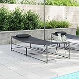 Matériau: Textilène, acier SKM Transat Anthracite 200 x 74 x 73 cm Textilène, Acier,Meubles,Mobilier de Jardin,Lits d\'extérieur,Anthracite,13.1KG,42003023