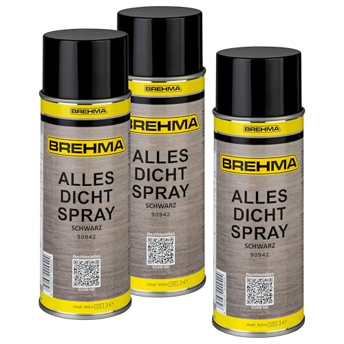 3x BREHMA Alles Dichtspray sprühbarer Kunststoff zum Abdichten Sprühdichtung schwarz