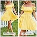 EXLURA Women's 2024 Summer Short Puff Sleeve Casual Short Mini Dress Tie Back Square Neck A-Line Sundress Golden Yellow