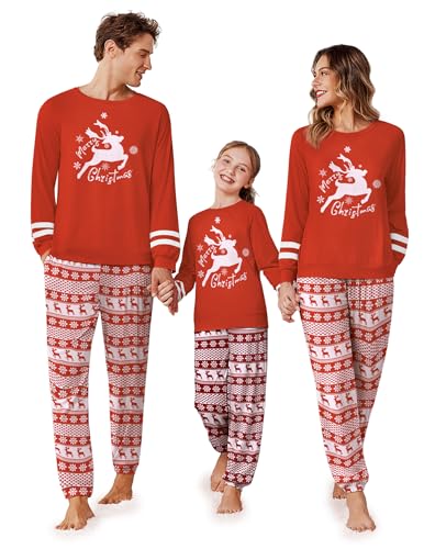 Ekouaer Family Christmas Pajamas Matching Sets Long Sleeve Couple Pjs Holiday Sleepwear Soft...