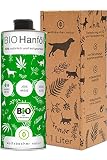 Wolfsbacher Natur - Bio Hanföl für Hunde und Katzen 1 Liter, kaltgepresst aus kontrolliert biologischem Anbau, natürliche Haut- und Fellpflege für Haustiere, DE-ÖKO-060