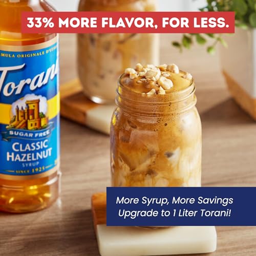 Image of Torani Sugar Free Classic Hazelnut Syrup 1L Bottle - Keto, Zero Sugar