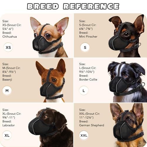 Maulkorb für Hunde, Weicher Netzmaulkorb für kleine, mittelgroße und große Hunde, verstellbare Welpenmaulkörbe zum Auffangen von Beißen, Lecken und Kauen, ermöglicht Hecheln und Trinken (XS)