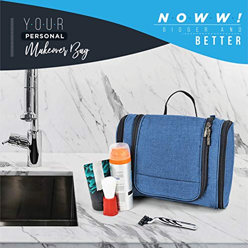 Image of FATMUG Travel Toiletry Kit Organizer Hanging Dopp Kit for Men Large Cosmetics Pouch for Women - Navy