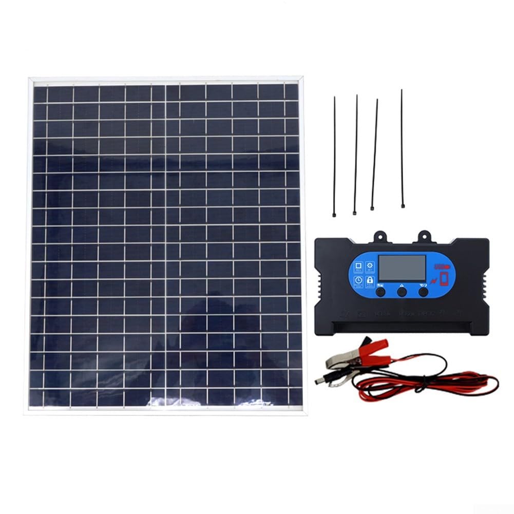 Panneau solaire polycristallin de 25 W avec contrôleur pour une utilisation en extérieur, panneau solaire polycristallin de 25 W avec régulateur de charge compatible avec les camping-cars de camping