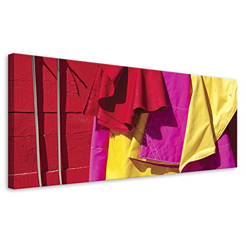 Vertikale Décoration Murale Tableau Toile Corrida Photo Muleta Capes et Épées 40 x 100 cm