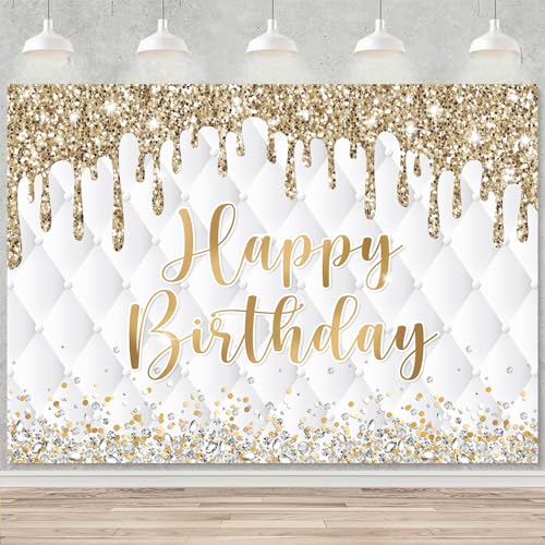 Fondo decorativo blanco y dorado para cumpleaños 6x4ft miniatura 5