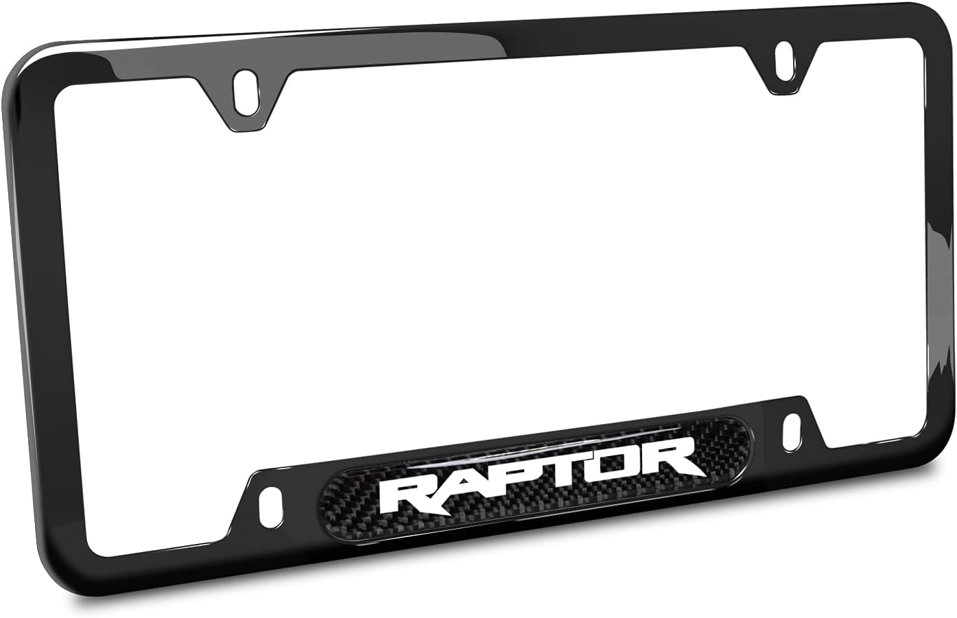 iPick Image Compatible with Ford F-150 Raptor Real Carbon Fiber Insert Black 50 States Stainless Steel License Plate Frame