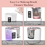 3 IN 1 Electric Makeup Brush Cleaner Machine With Makeup Brush Dryer-Holder-Portable Automatic USB Cosmetic Brushes Cleaner Tool for All Size Beauty Makeup Brush Set,Contour, Eyeshadow, Blush Brush - Image 3
