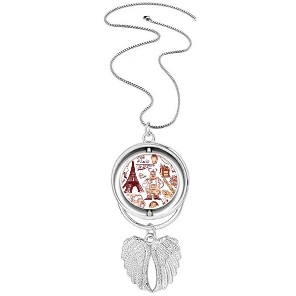Collier Tour Eiffel pendentif ailes d'ange au fini brillant prestige - 4