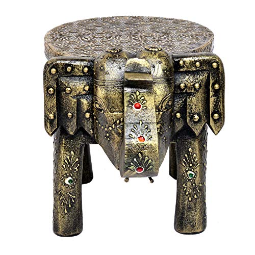 Eurasia Wooden Brass FTD Home Decor Stool Elephant Shape Decorative Baby Sitter Stool 7