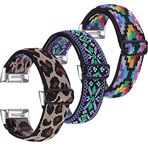Gimuk Compatible with Fitbit Charge 5/Charge 6 Strap for Women Men Soft Nylon Woven Stretchy Adjustable Elastic Replacement Sport Strap Wristband for Fitbit Charge 5/Charge 6 Small Large