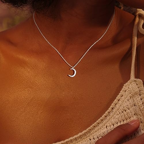 Image of Fettero Pendant Necklace Gold Choker Layered Coin Open Karma Circle Full New Crescent Moon 14K Gold Plated Simple Dainty Necklaces for Women Jewelry Gift