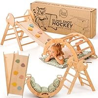 Goodevas 5-in-1 Montessori Klettergerüst Set: Indoor Kletterdreieck, Kletterbogen mit Kissen, und Rutsche für Kinder, Indoor Spielplatz 1-3 Jahre