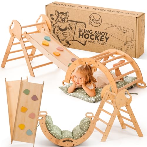 Goodevas 5-in-1 Montessori Klettergerüst Set: Indoor Kletterdreieck,...