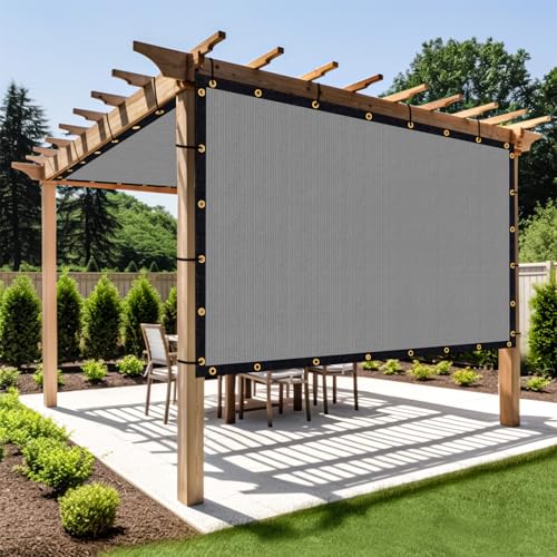 Shade&Beyond Customized Size 10' X 15' Shade Cloth with Grommets 90% UV Protection UV Protection Mesh Tarp Sun Screens for Patio GN01 Light Gray