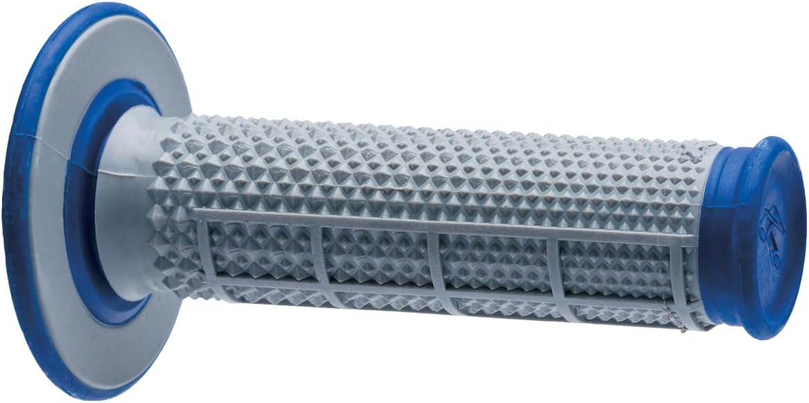 Renthal G162 Tapered/Half Waffle, Grey/Blue, Dual Compound MX/Enduro Grips, 2-Pack