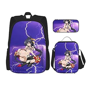 Middelbare school DxD Akeno Himejima Anime Rugzak 3-delige Set, Rugzak + Potlood Case + Lunch Bag Combinatie Geschikt…
