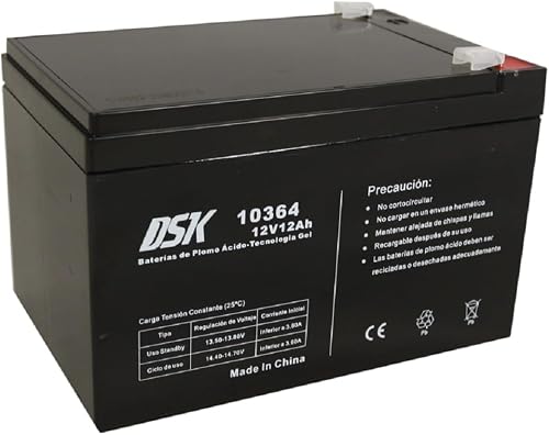 Batterie au plomb scellée AGM Gel 12V 12Ah. Idéal pour tout appa DSK 10364
