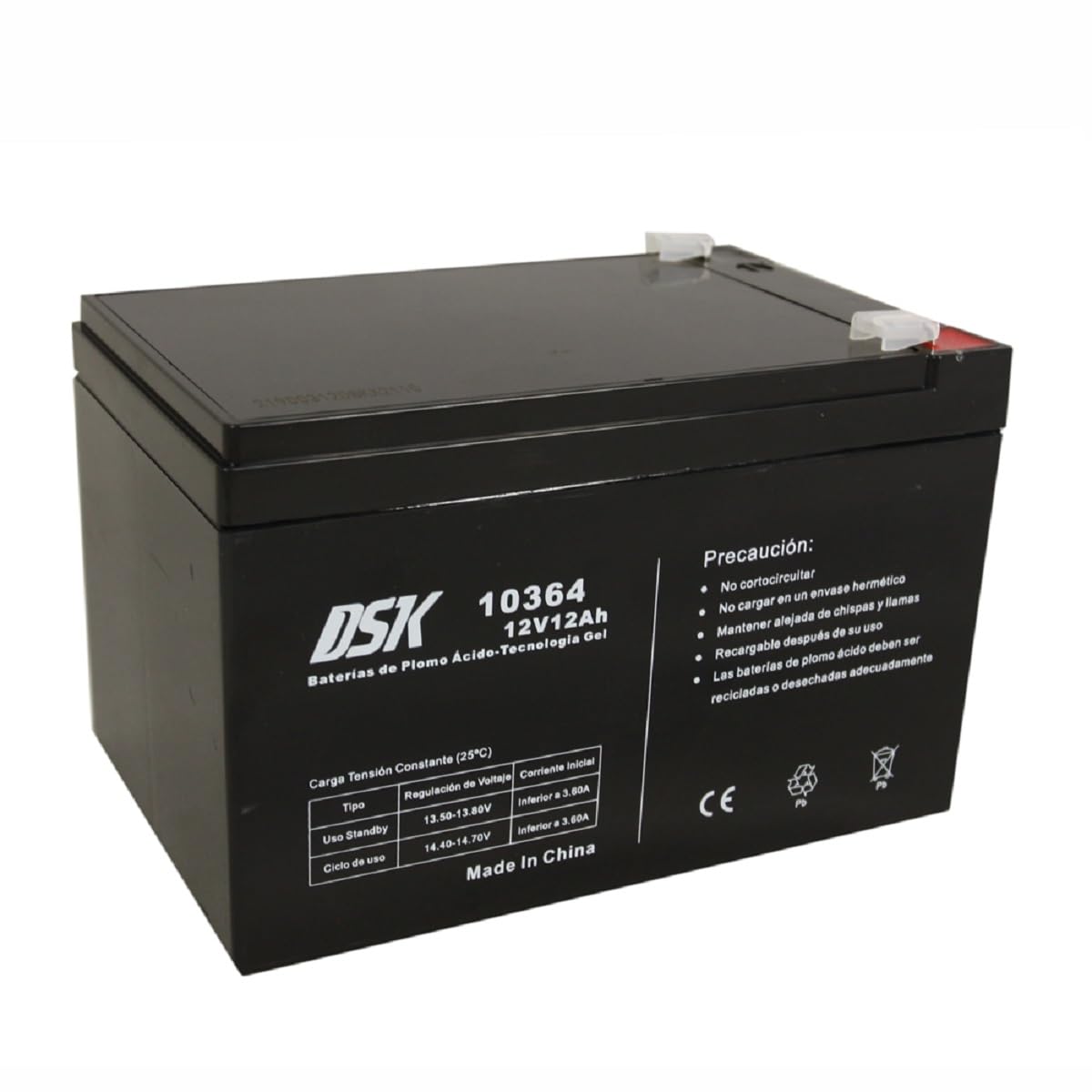 DSK 10364 - Batterie au plomb scellée AGM Gel 12V 12Ah. Idéal pour tout appareil de mobilité électrique. Prend en charge des cycles d'utilisation plus longs. S'il casse, le gel ne se renverse pas.