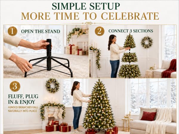 GarveeTech 6ft Pre-Lit Christmas Tree, 250 Warm White Lights, 850 Tips - image 3