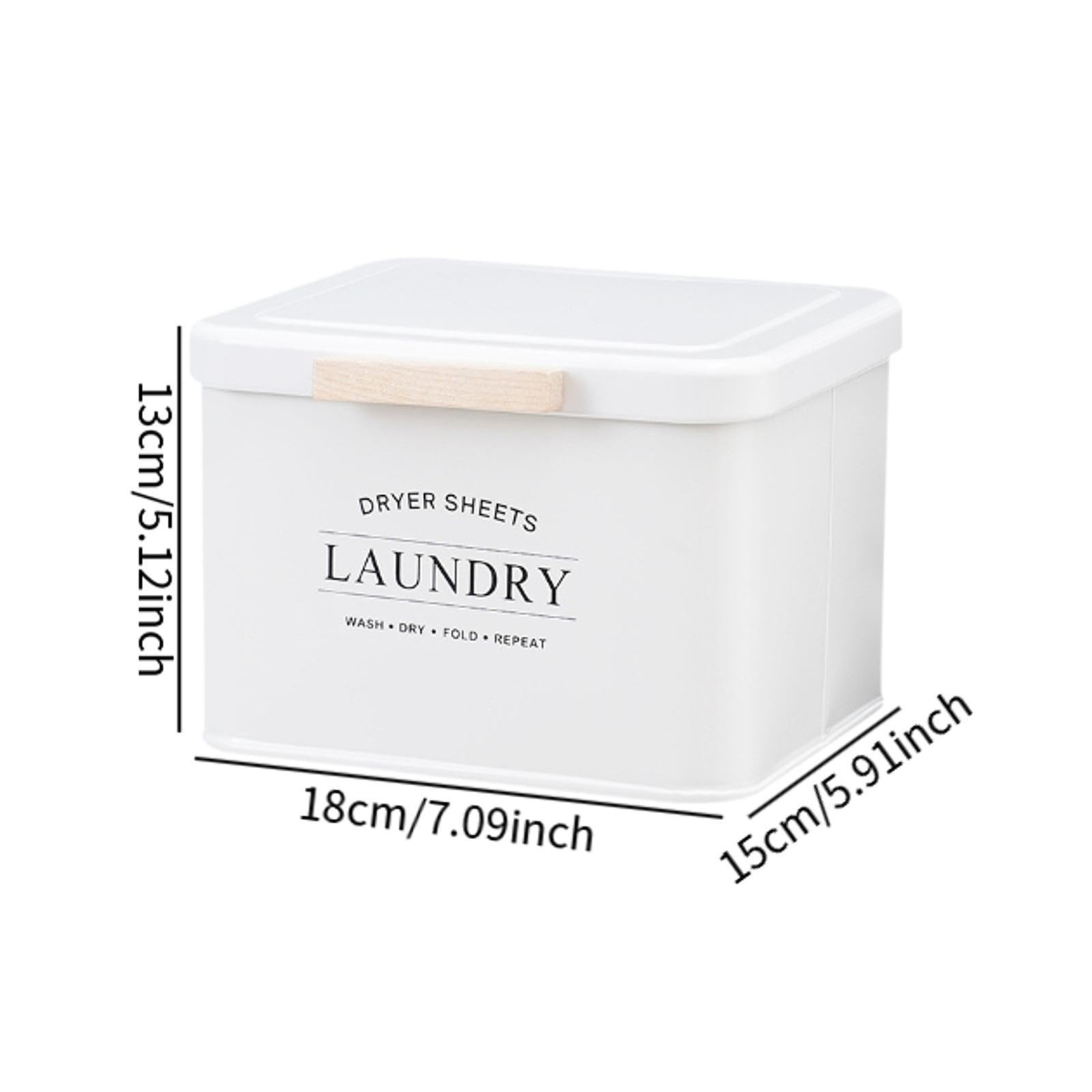 Scatola Asciugatrice Porta Asciugatrice Contenitore Organizzatore Metallo con Coperchio Design Elegante con Manico Legno, Bianco