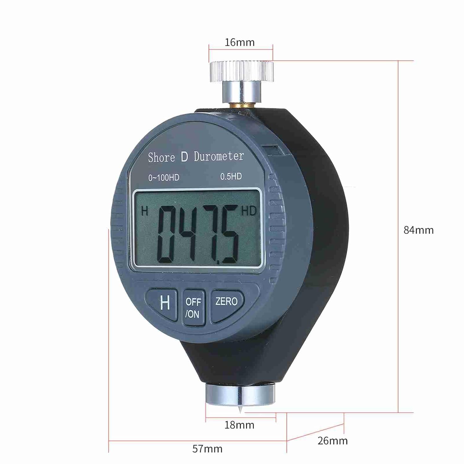 Digital Shore D Durometer & Hardness Tester, 0-100HD Range with High 0.5HD Resolution & Large LCD Display, Portable Hardness Tester for Rubber, Plastic, Polymer, Tire, Flooring, Bowling Ball