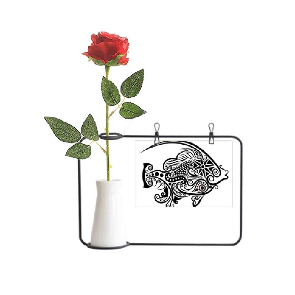 Fleur artificielle à suspendre et vase de décoration motif poisson pour pièces sans lumière