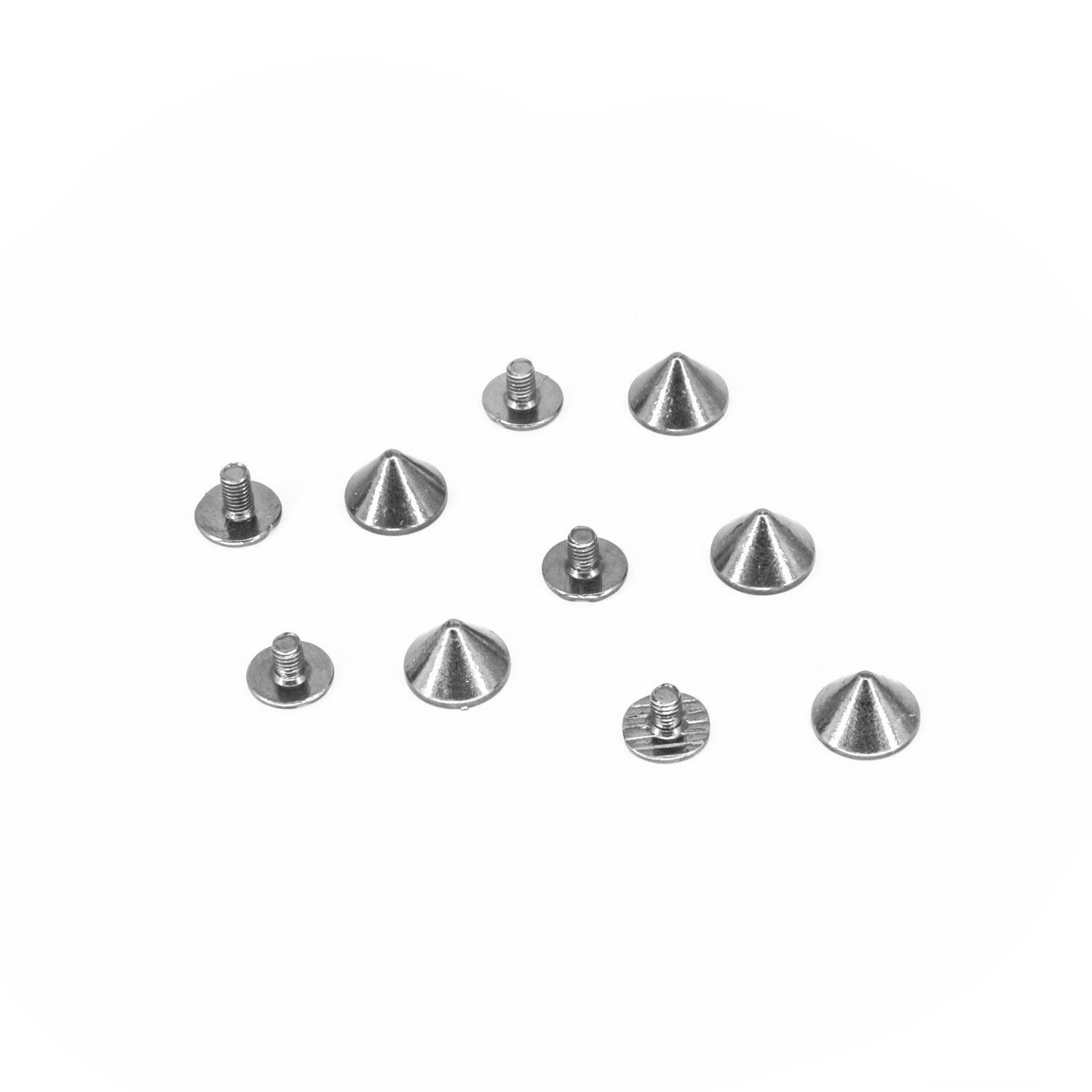 WedDecor 9.5mm x 6mm Silver Cone Punk Spike Screw Back Studs Rivets for Leather craft, DIY work, Bags, Belts, Embellishment (Pack of 50)