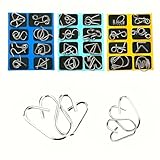 Casse Tete Metal 24pcs, Casse Tete Adulte Metallique, Puzzles D'anneaux Metallique, Jeux de Patience, Mini IQ Puzzle, Jeux de Logique pour L'entraînement Cérébral, Cadeau pour Adulte et Enfant