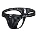 Sexy Men Thongs Breathable Hole Underwear Low Rise Pouch Jockstrap (Black XXL)