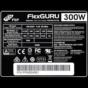 FSP FlexGURU Power Supply, Flex ATX 300W, 80 Plus Gold, Full Modular, (FSP300-57FCB)