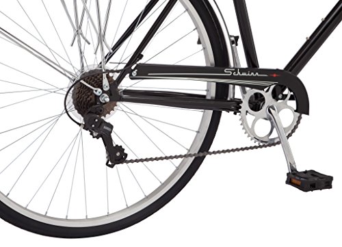 Schwinn Wayfarer Hybrid Bike, 700c Mens and Womens Bike, 7-Speed Hybrid Bicycle, Retro Steel Frame, Front and Rear Linear Pull Brakes, Fenders, Cargo Space, Adult Bicycle