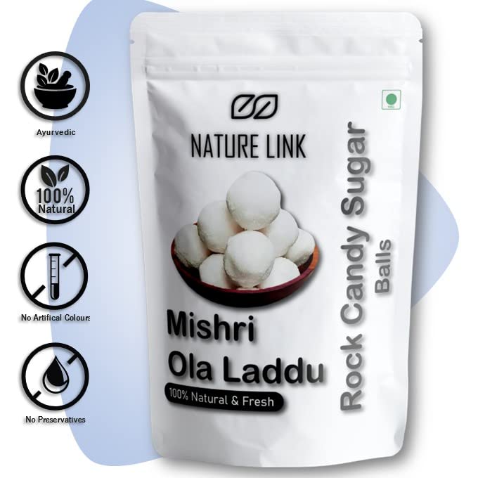 Image of Nature Link Mishri Ola Laddu | Sugar Candy Balls (Organic Pure Natural) 200g