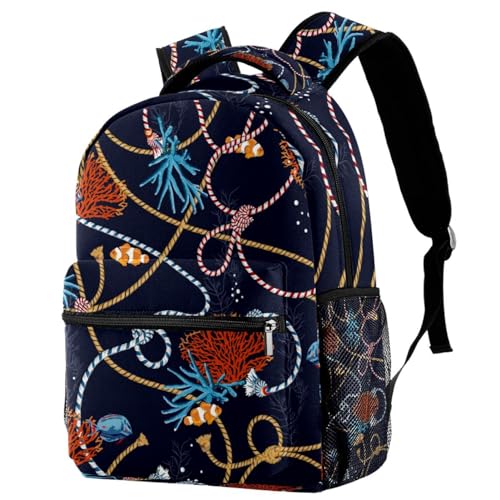 Sac à dos poissons et coraux multicolores grand format 40cm