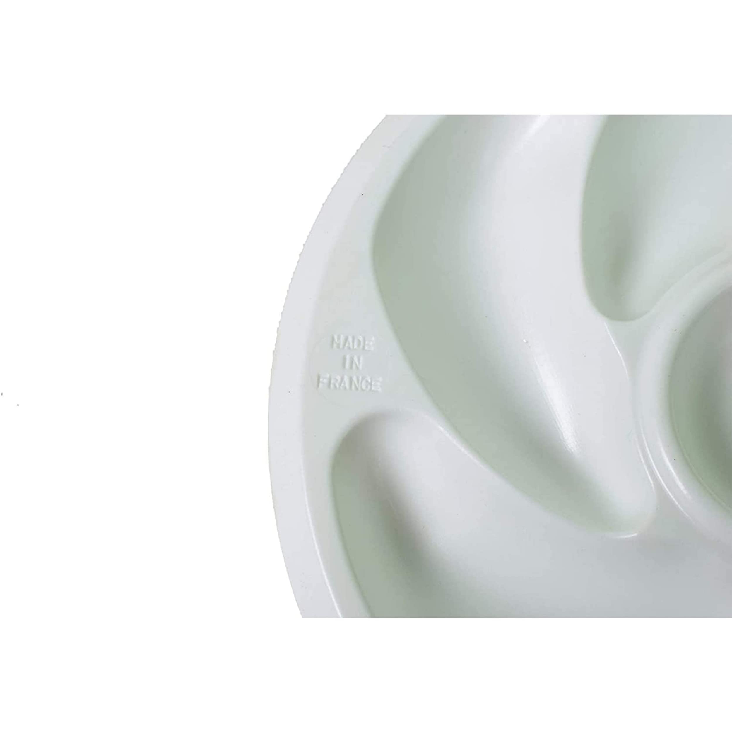 Lot De 6 Assiettes A Huitres 12 Compartiments +1 Pour Le Citron, Sauce. Fabrication Française Made In France A Base De Polypropylène Pour La Maison, Le Restaurant, Diamètre 30.5 Cm Couleur Blanc