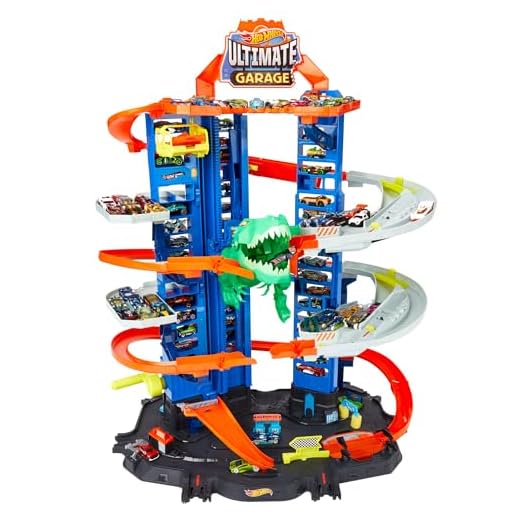 Hot Wheels GJL14 - City T-Rex Ultimate Garage, Flera Våningar, Plats För Mer Än 100 bilar i skala 1:64, för Barn mellan 5 till 8 år