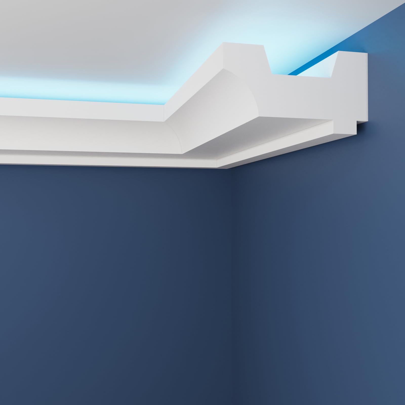 WOLDECOR Premium LED Coving Cornice – Lightweight XPS Ceiling Moulding Trim, Easy to Install Decorative Polystyrene Coving for Walls and Ceilings with LED Lighting (WLU04, External Corner 20cm) — image 1
