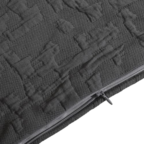 Image of HiEnd Accents Porto Matelasse 3 Piece Comforter Set with Pillow Shams, Queen Size, Cotton Charcoal Gray Textured Modern Boho Chic Casual Luxury Bedding, 1 Comforter, 2 Pillowcases