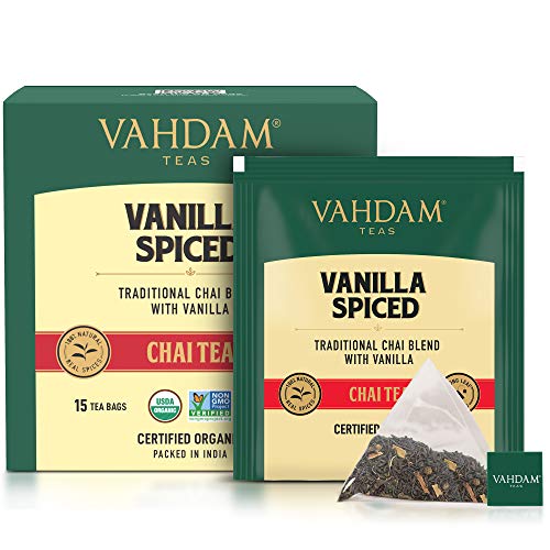 Vahdam, Vanilla Chai Tea | 15 Tea Bags | Spiced Masala Chai Tea | Delicious Blend Of Vanilla Tea | Spiced Chai Tea Bag | Brew As Hot, Cold Or Iced Tea #TOP1