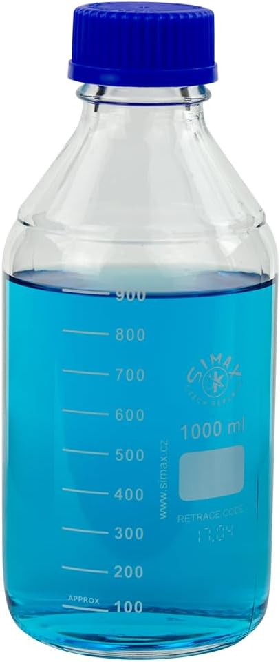 United Scientific Supplies SIMAX 1000mL (1L) Laboratory Grade, Leakproof, Media Bottle, with GL45 Screw Cap, 1 Each (BM1000-EA)